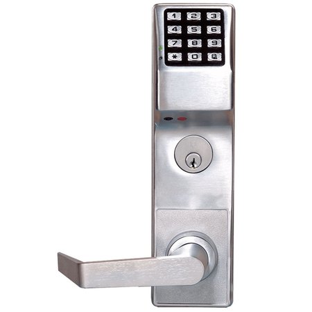 ALARM LOCK Pushbutton Mortise Lock with Deadbolt, 300 Users, 40,000 Event Audit Trail, Weatherproof, Straight L DL3500DBL US26D